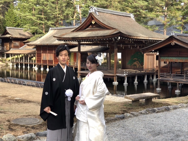 身曾岐神社でお式をされた和装花嫁さまを紹介いたします(白無垢・綿帽子)