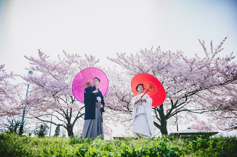 ロケーションのフォトプランで思い出を残された和装花嫁さまをご紹介いたします(白無垢)